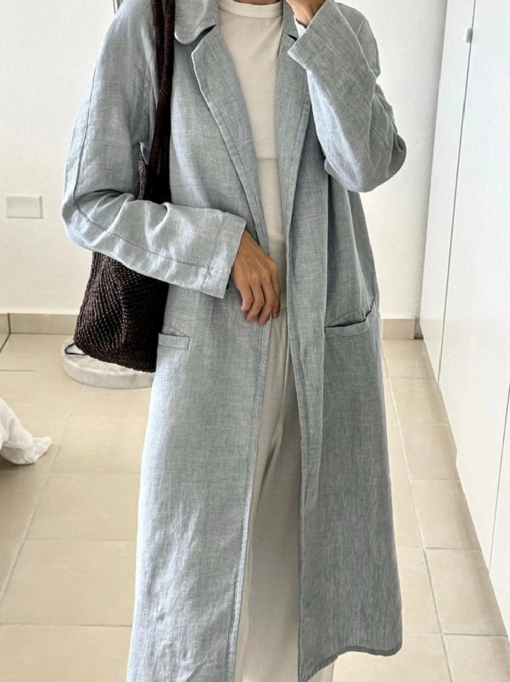 Mango 100% Linen Trench Coat Like New